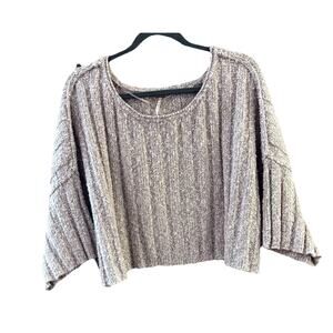 Free People Sz XS Oversized Cropped Good Day Chunky Knit Mauve Sweater Pullover